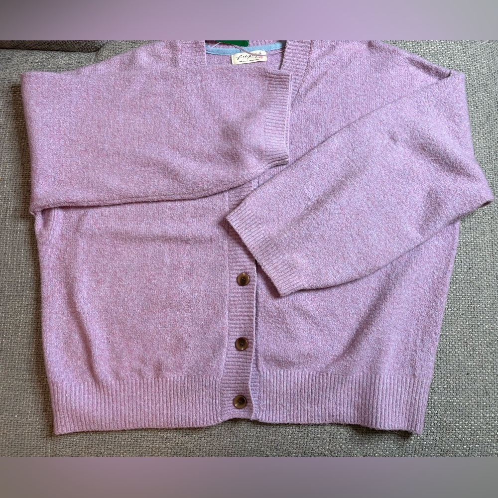 Free People Cool of the Night Cardigan Lilac Spell Melange Oversized XL - Picture 11 of 13